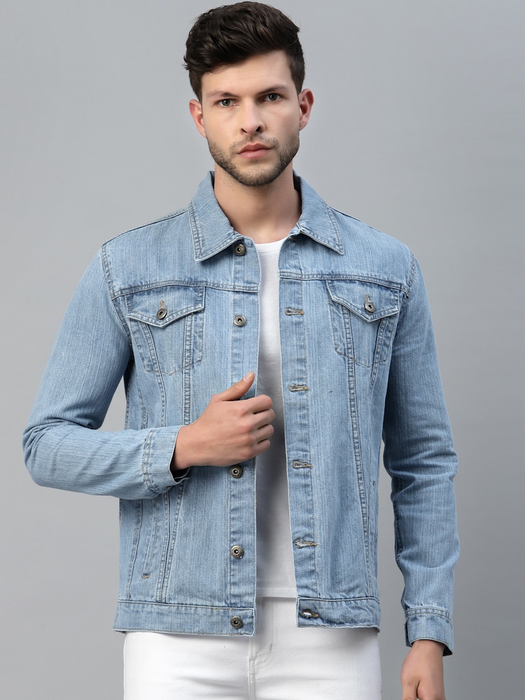 

Style Quotient Men Blue Washed Denim Jacket