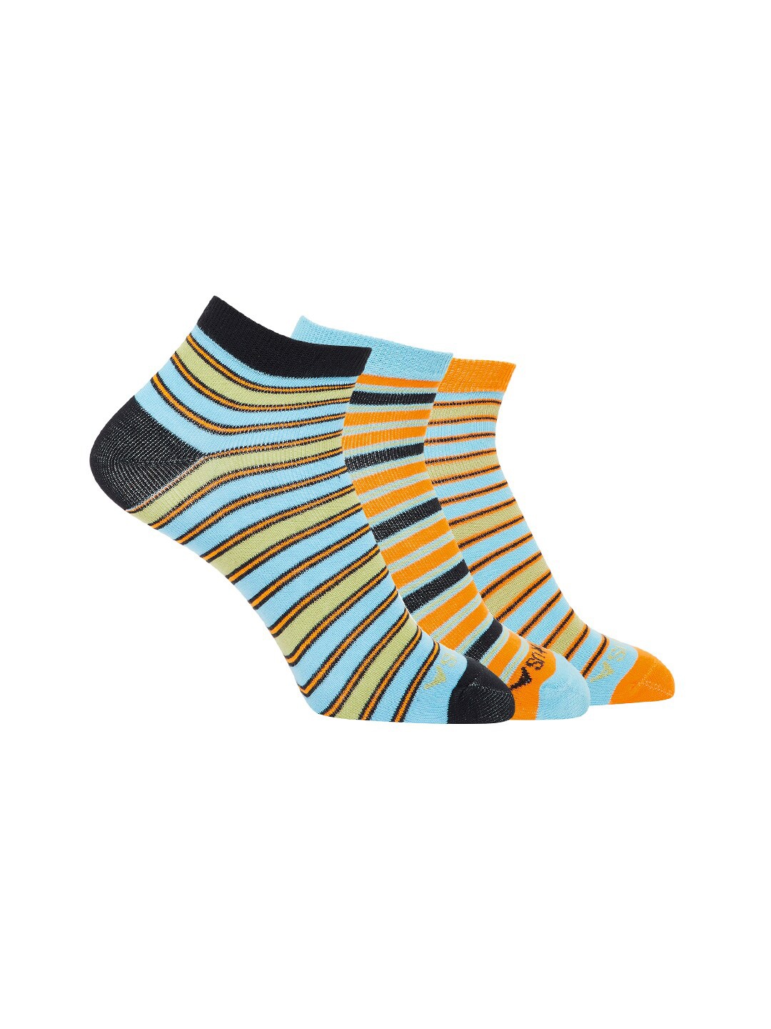 

JUMP USA Women Pack Of 3 Solid Cotton Ankle-Length Socks, Black