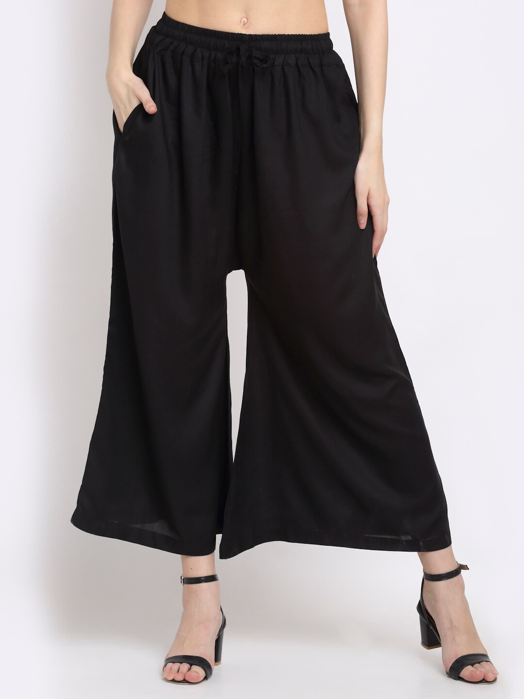 

TAG 7 Women Black Solid Flared Palazzos