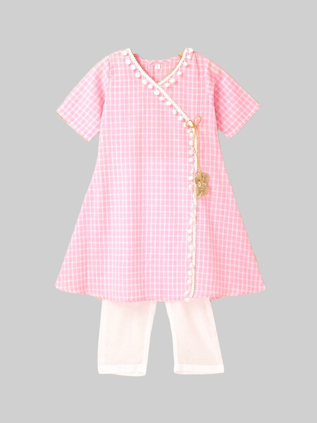 

The Magic Wand Girls Pink Cotton Kurta with Trousers