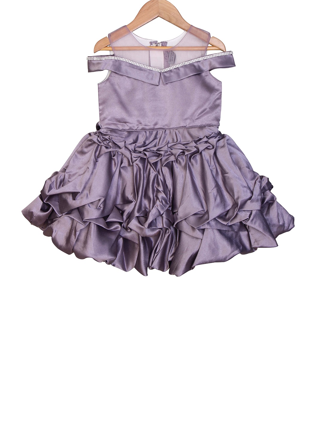 

Enfance Girls Purple Solid Satin Gown Dress