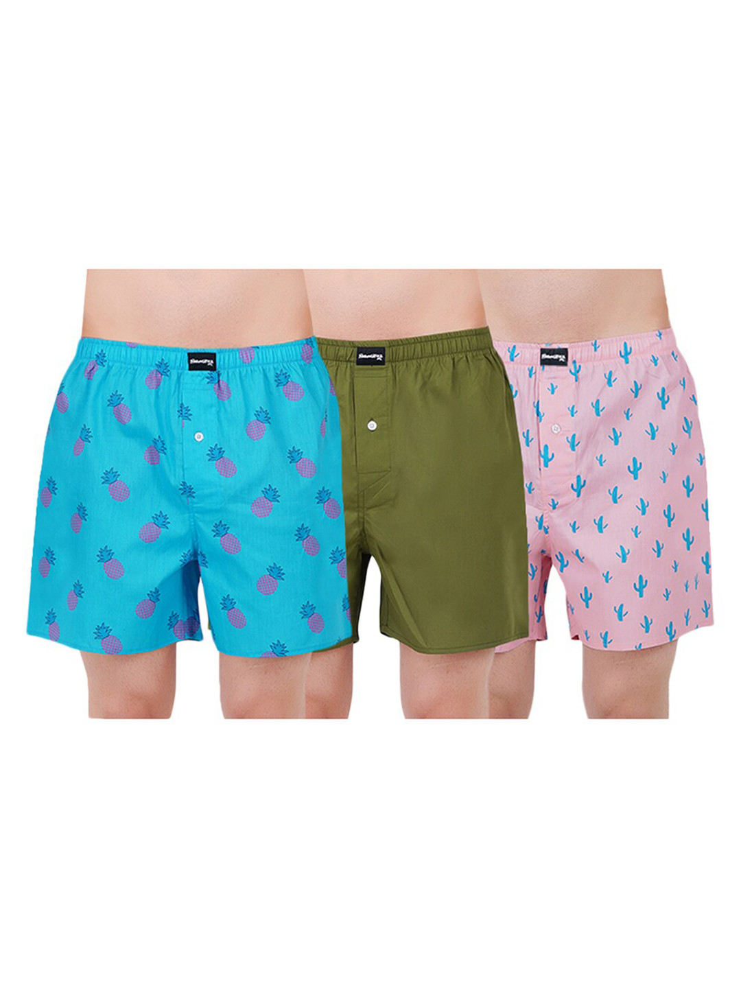 

Smugglerz Men Multicoloured Pack Of 3 Printed Cotton Lounge Shorts, Multi
