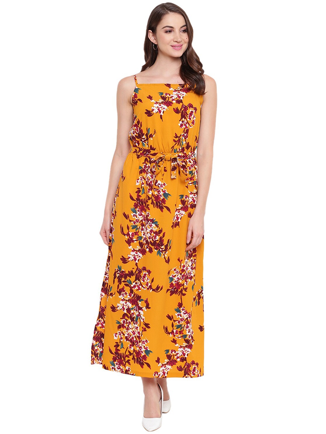 

Mayra Yellow Floral Print Maxi Dress