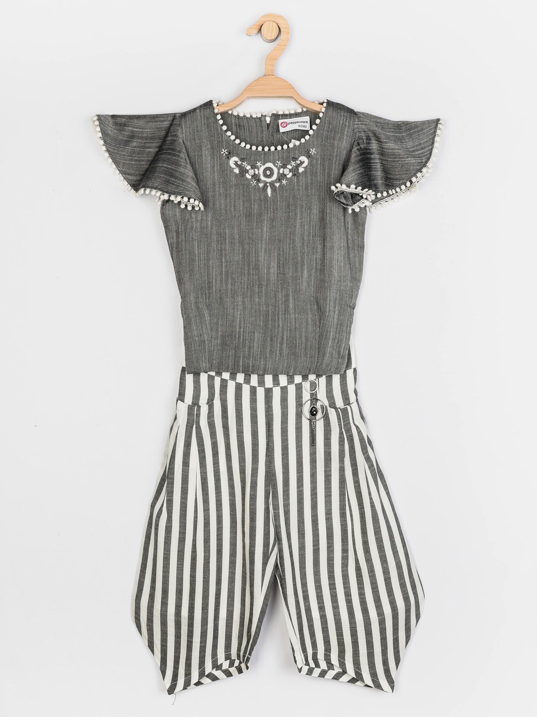 

Peppermint Girls Grey Striped Top with Trousers