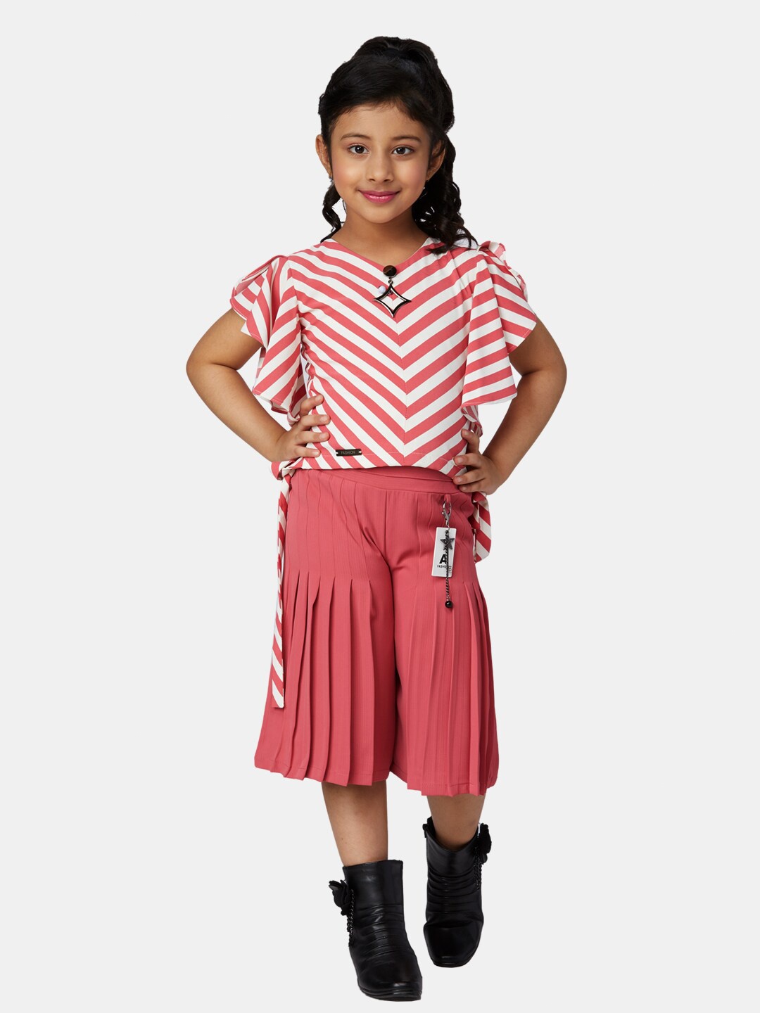 

Peppermint Girls Mauve & White Striped Top with Capris