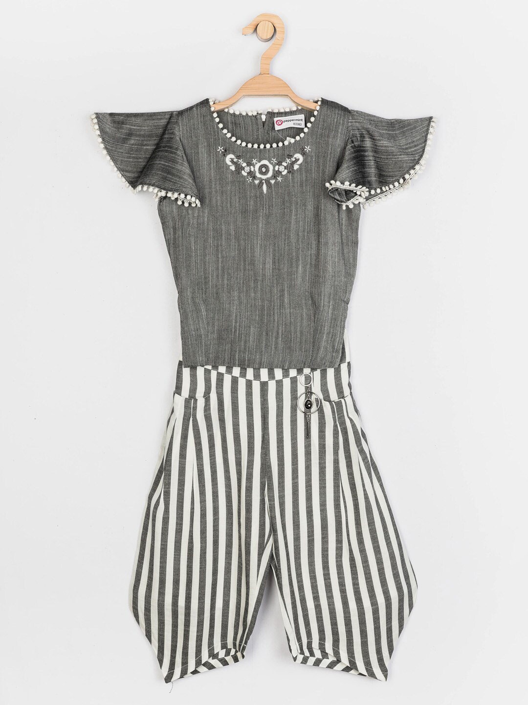 

Peppermint Girls Grey & White Top with Trousers