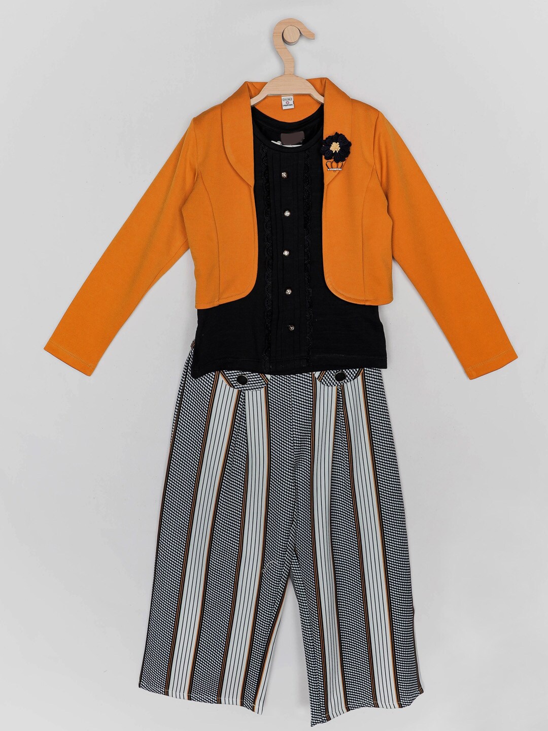 

Peppermint Girls Mustard & Black Top & Trousers With Waistcoat