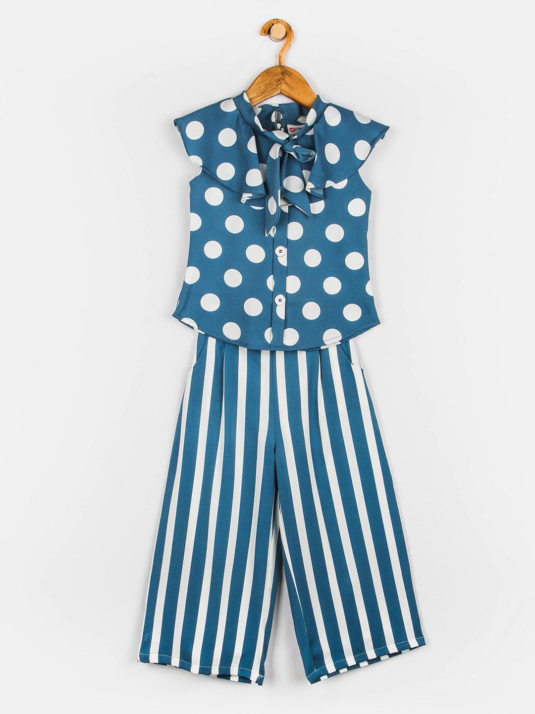 

Peppermint Girls Blue & White Printed Top with Palazzos