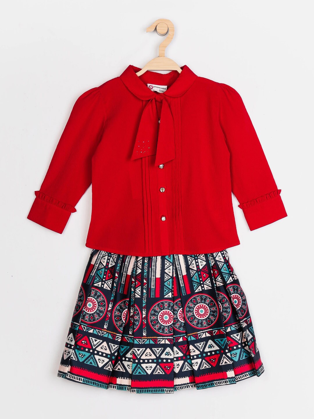 

Peppermint Girls Red & Blue Shirt with Skirt