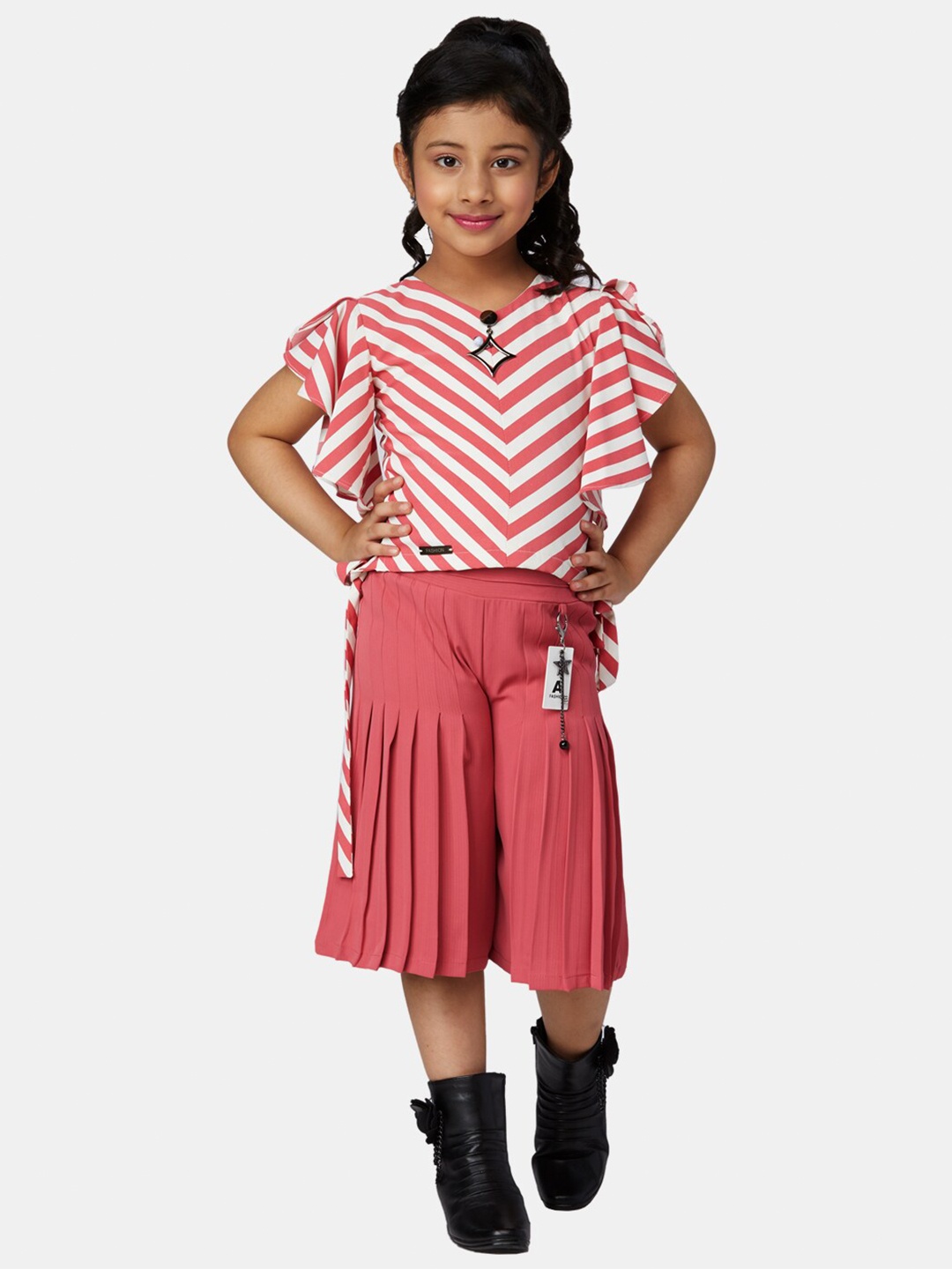 

Peppermint Girls Mauve & White Striped Top with Trousers