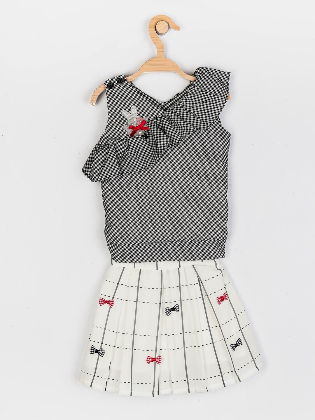 

Peppermint Girls Black & Off White Checked Top with Skirt