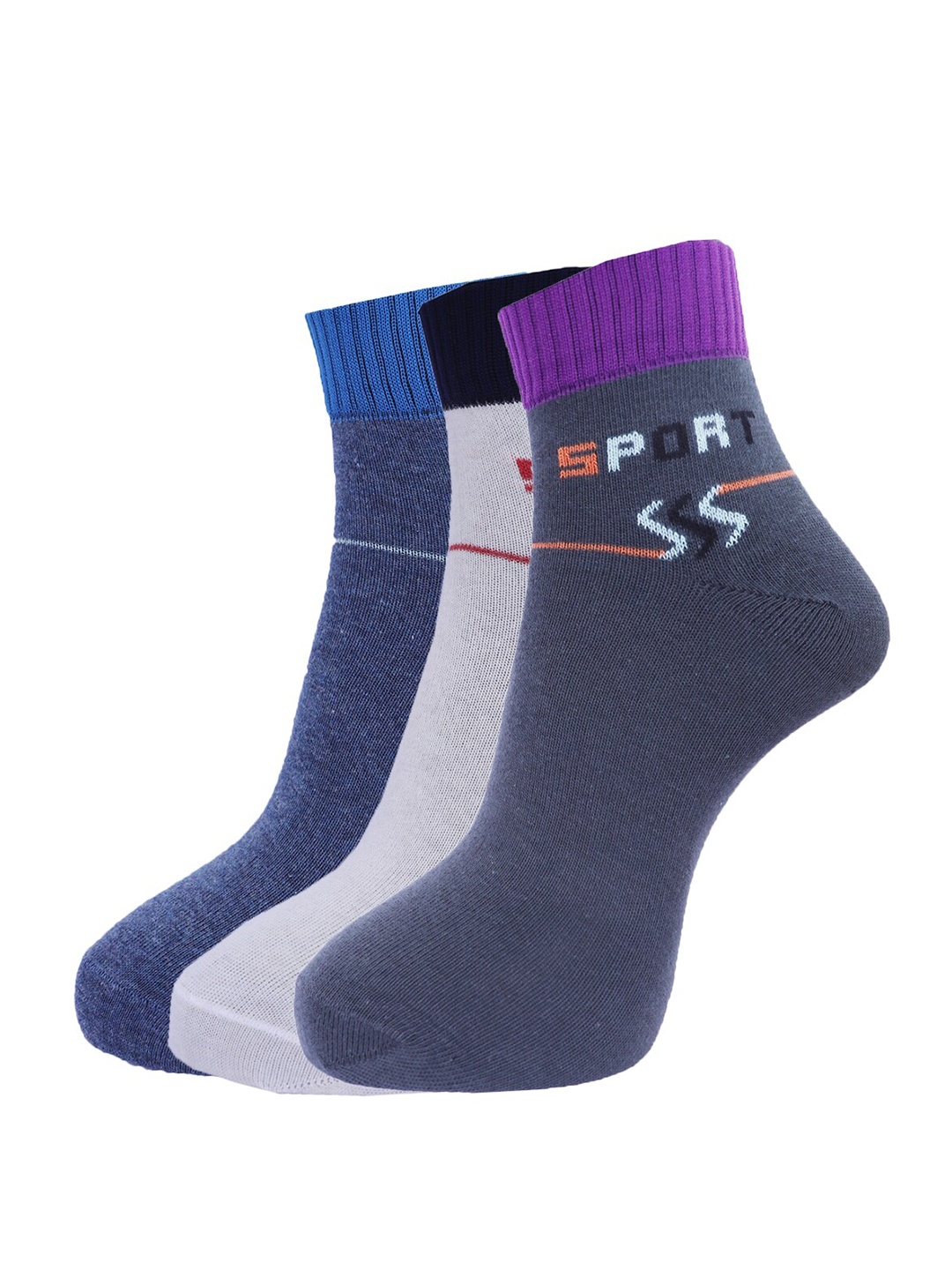 

Dollar Socks Men Pack Of 3 Assorted Cotton Ankle-Length Socks
