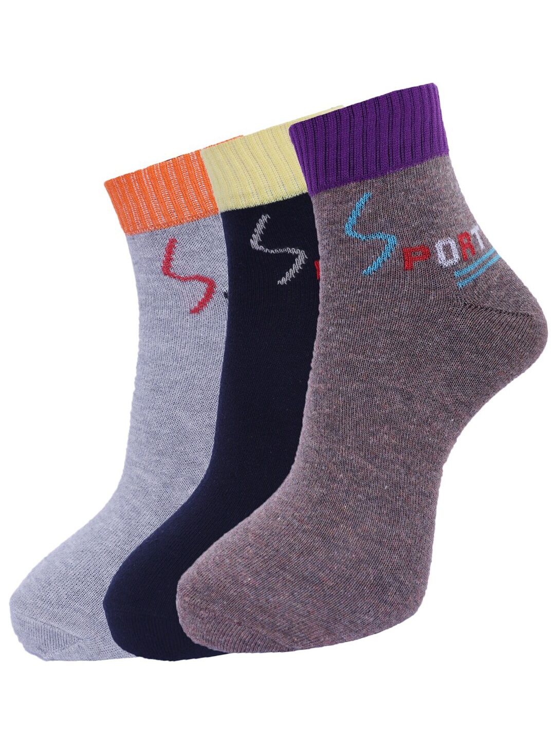 Dollar Socks Men Pack Of 3 Assorted Ankle-Length Socks