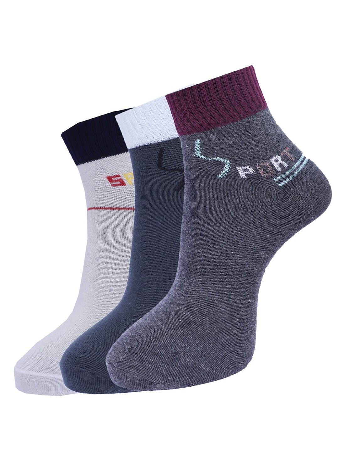 Dollar Socks Men Pack Of 3 Assorted Cotton Ankle-Length Socks
