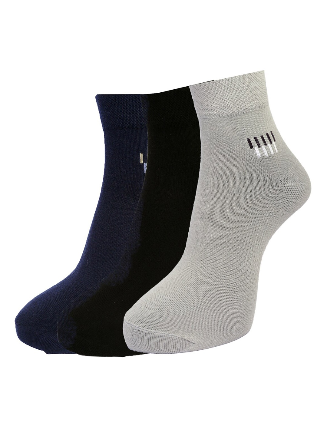 

Dollar Socks Pack of 3 Men Navy Blue, Black & White Ankle Length Socks, Assorted