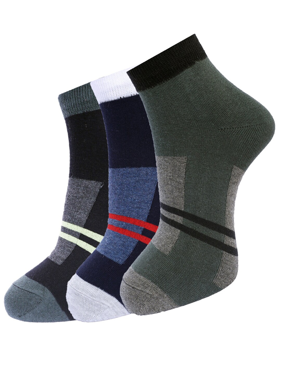 Dollar Socks Men Pack Of 3 Assorted Ankle-Length Cotton Socks