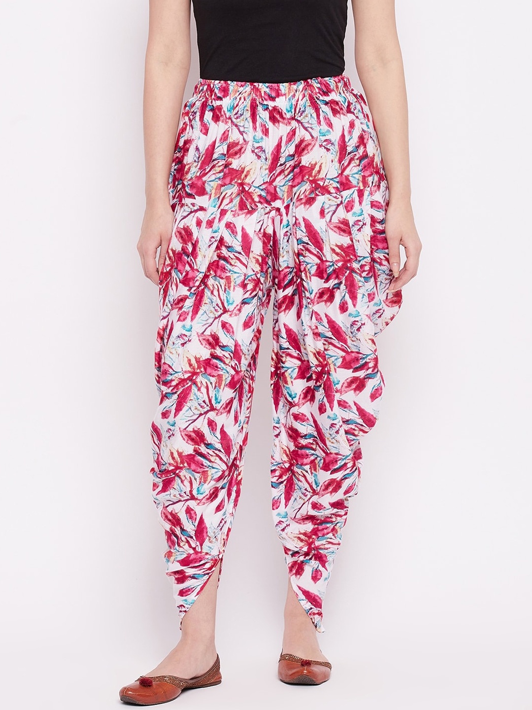 

Castle Lifestyle Women Magenta & White Printed Dhoti Pants