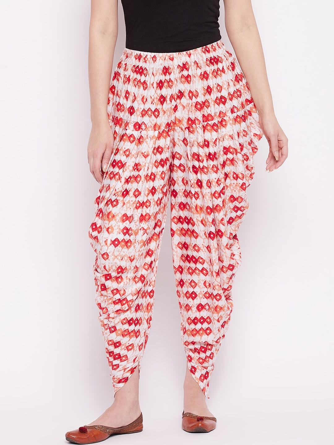 

Castle Lifestyle Women Red Geometric Printed Rayon Dhoti Pants