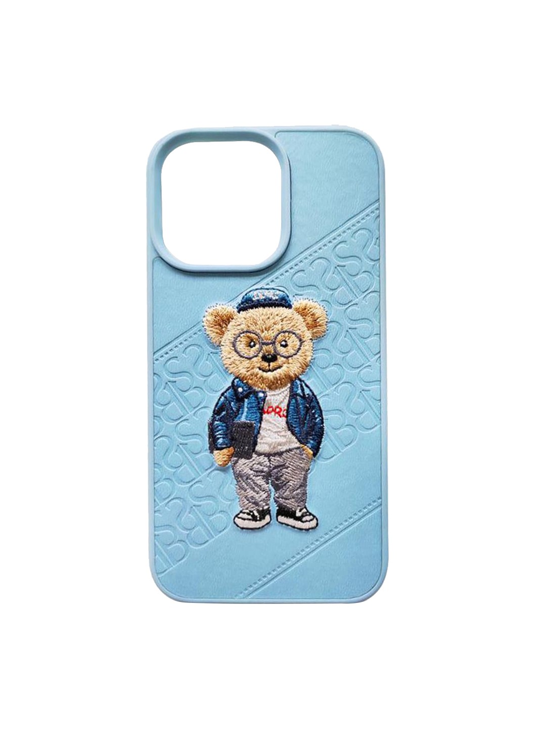 

TREEMODA Blue Embroided SB Series Leather Apple iPhone 13 Pro Max Back Case