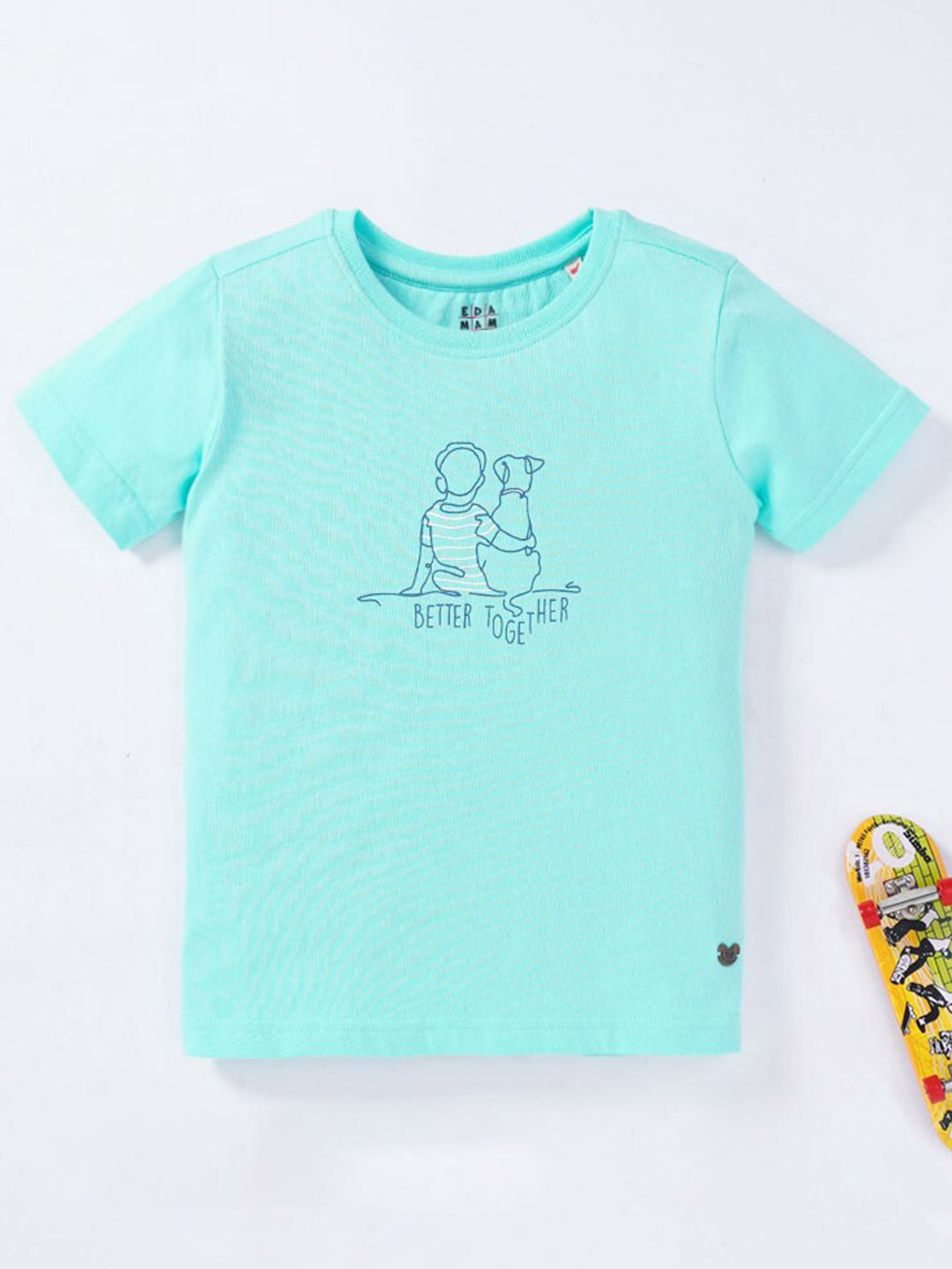 

Ed-a-Mamma Boys Blue Printed Cotton T-shirt