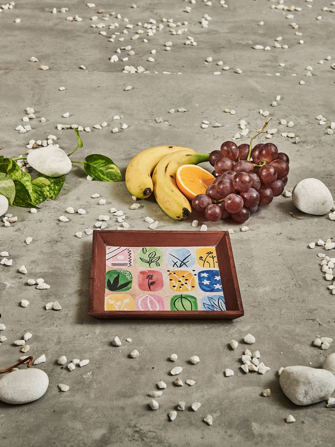 

A Tiny Mistake Multicoloured Printed Wooden Serving Tray, Multi