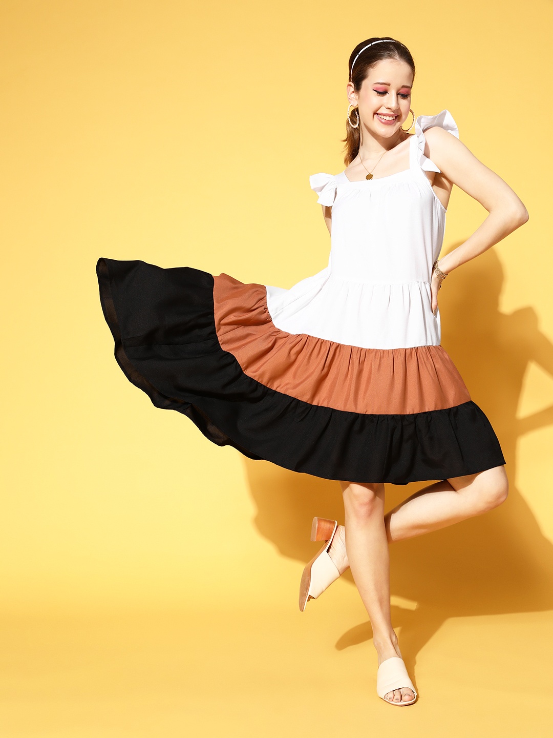 

SASSAFRAS Women Classic White Solid Asymmetry Dress