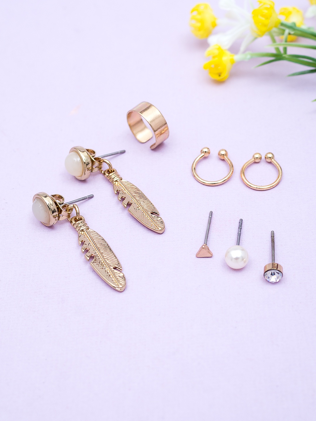 

Golden Peacock Gold-Plated Set of 6 Earrings