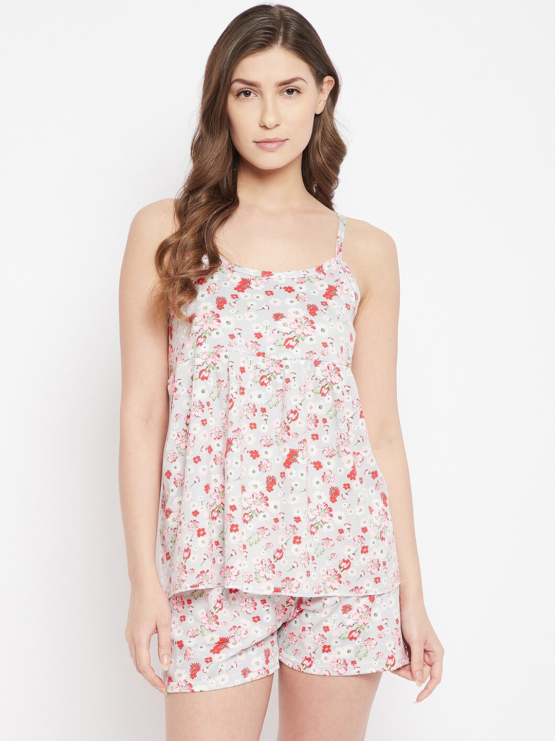 

Camey Women Grey Floral Printed Night suits
