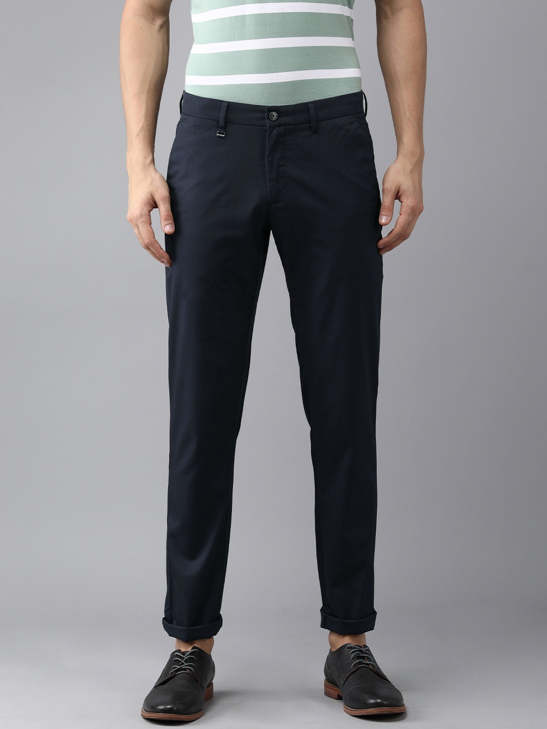

Van Heusen Men Navy Blue Slim Fit Regular Trousers