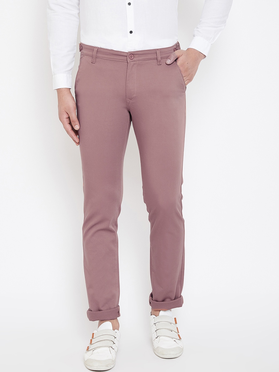 

Canary London Men Pink Smart Slim Fit Wrinkle Free Trousers