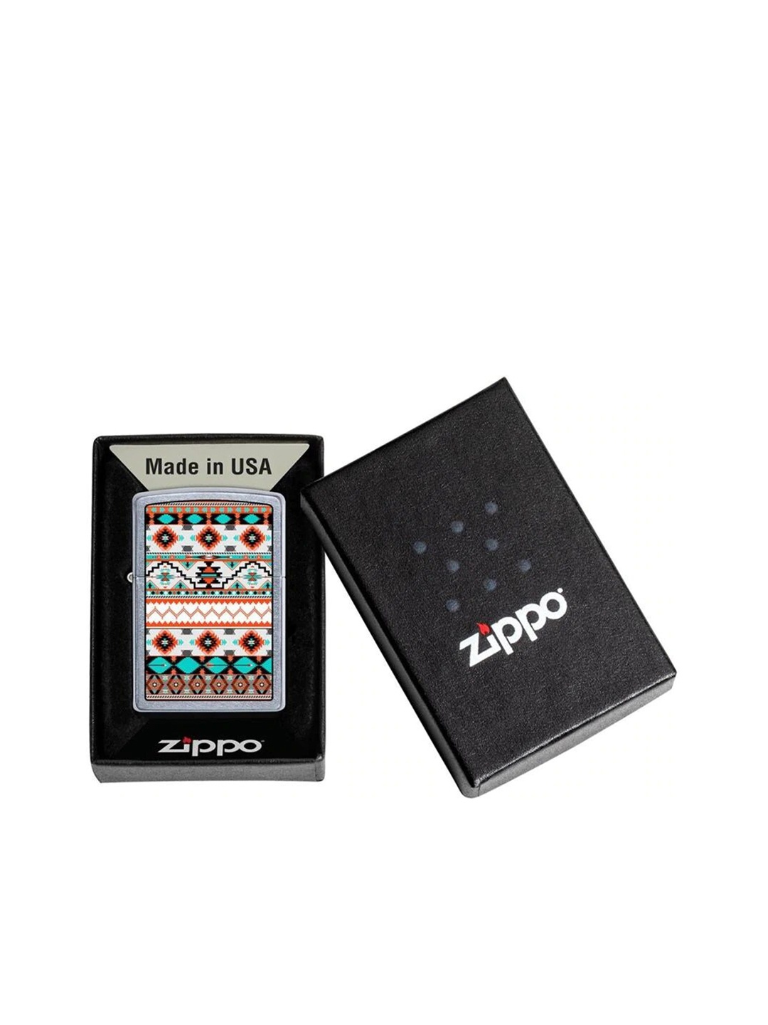 

Zippo Silver-Toned Aztec Pattern Street Chrome Pocket Lighter