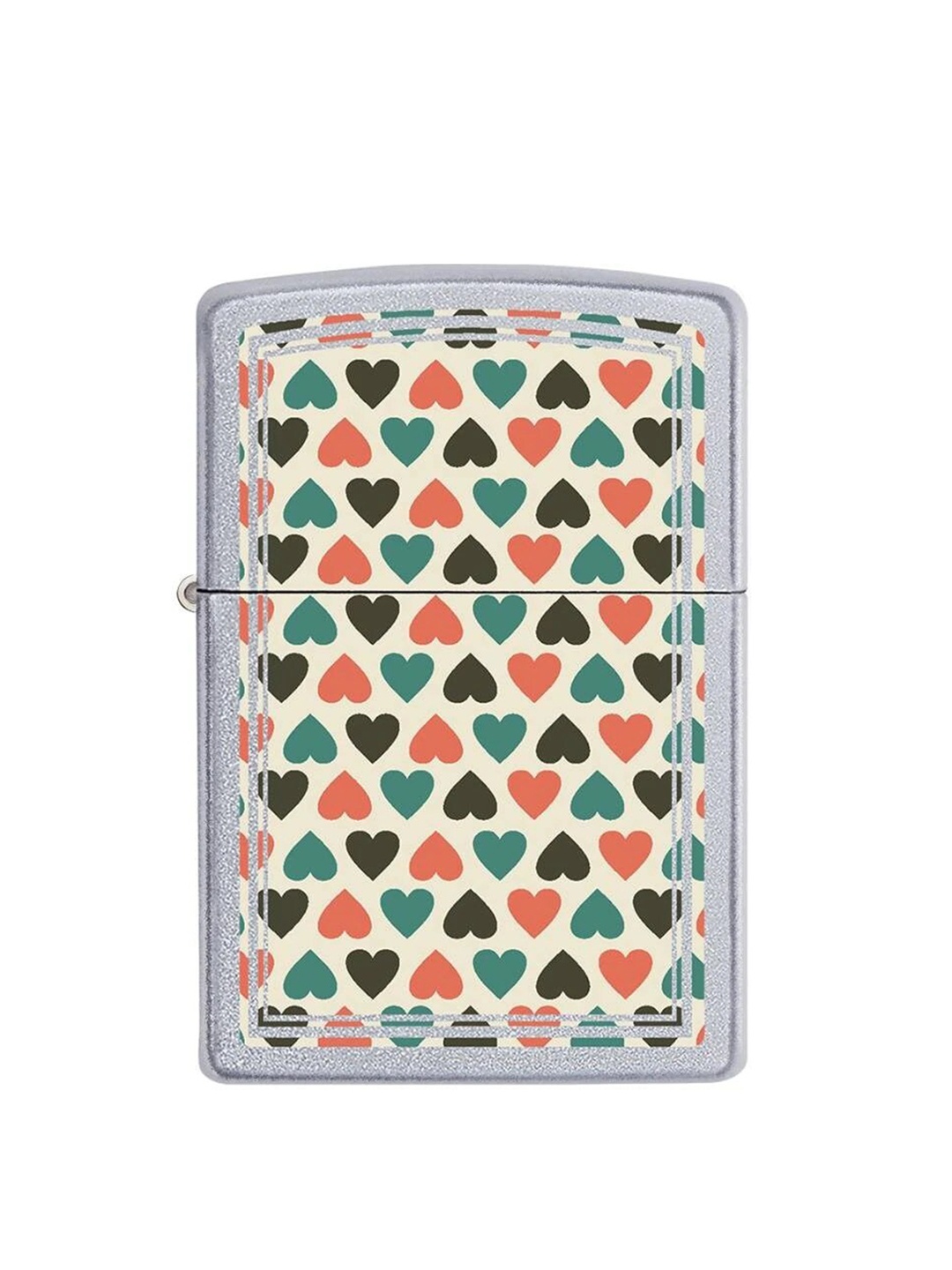 

Zippo Silver -Toned & Green Heart Patten Design Satin Chrome Pocket Lighter