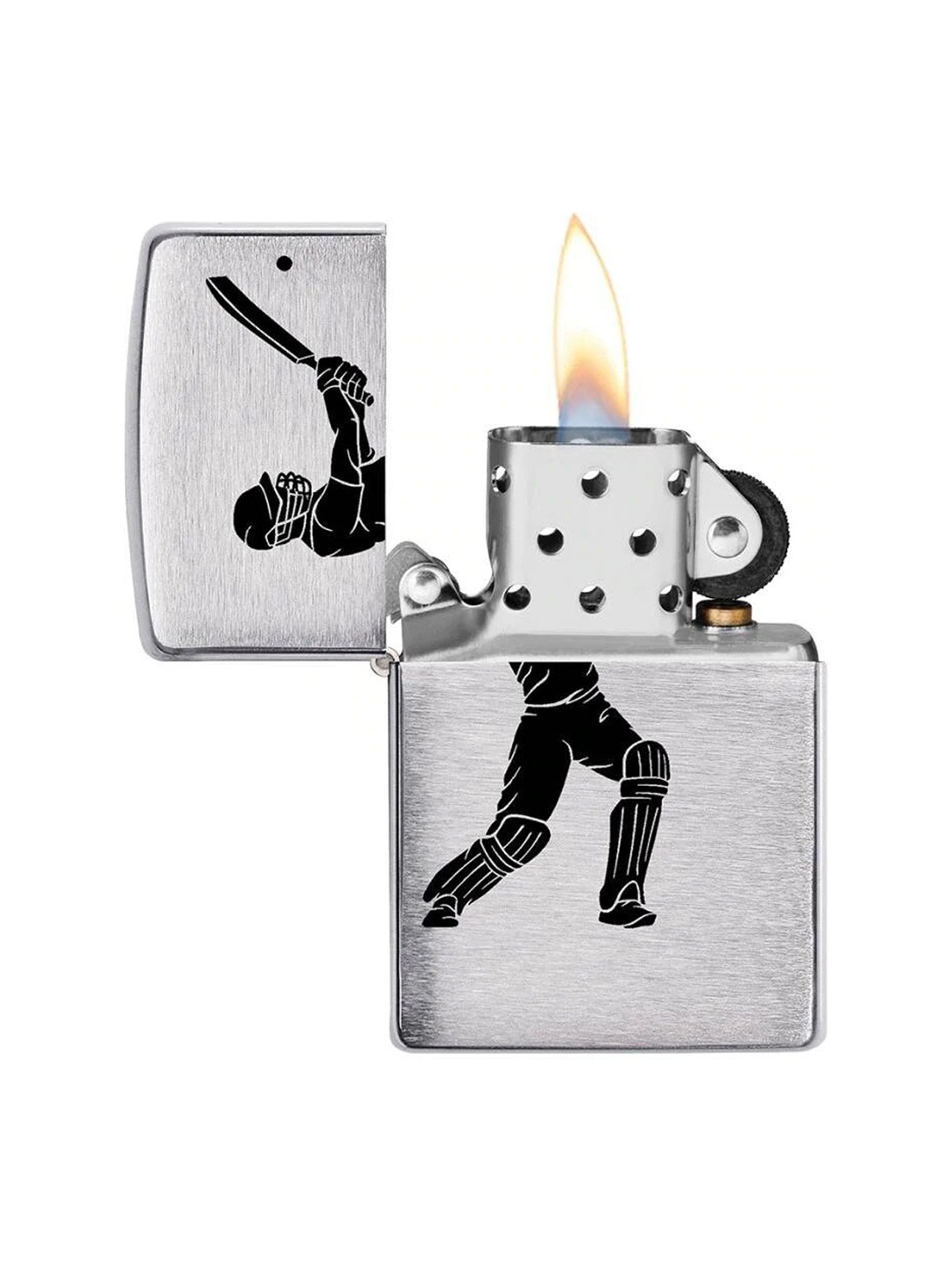 

Zippo Silver-Toned & Black Printed Pocket Lighter