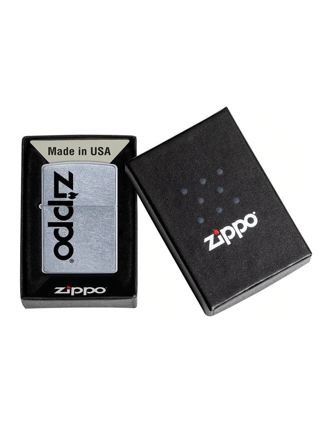 

Zippo Silver-Toned & Black Printed Pocket Lighter