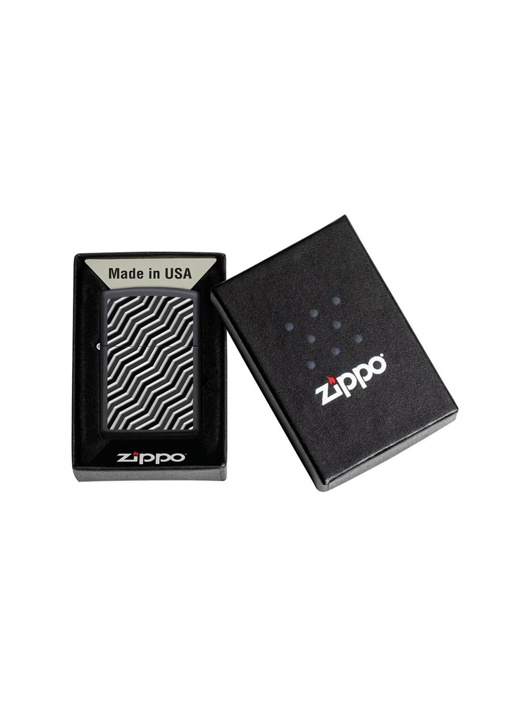 

Zippo Black & White Line Pattern Design Matte Pocket Lighter