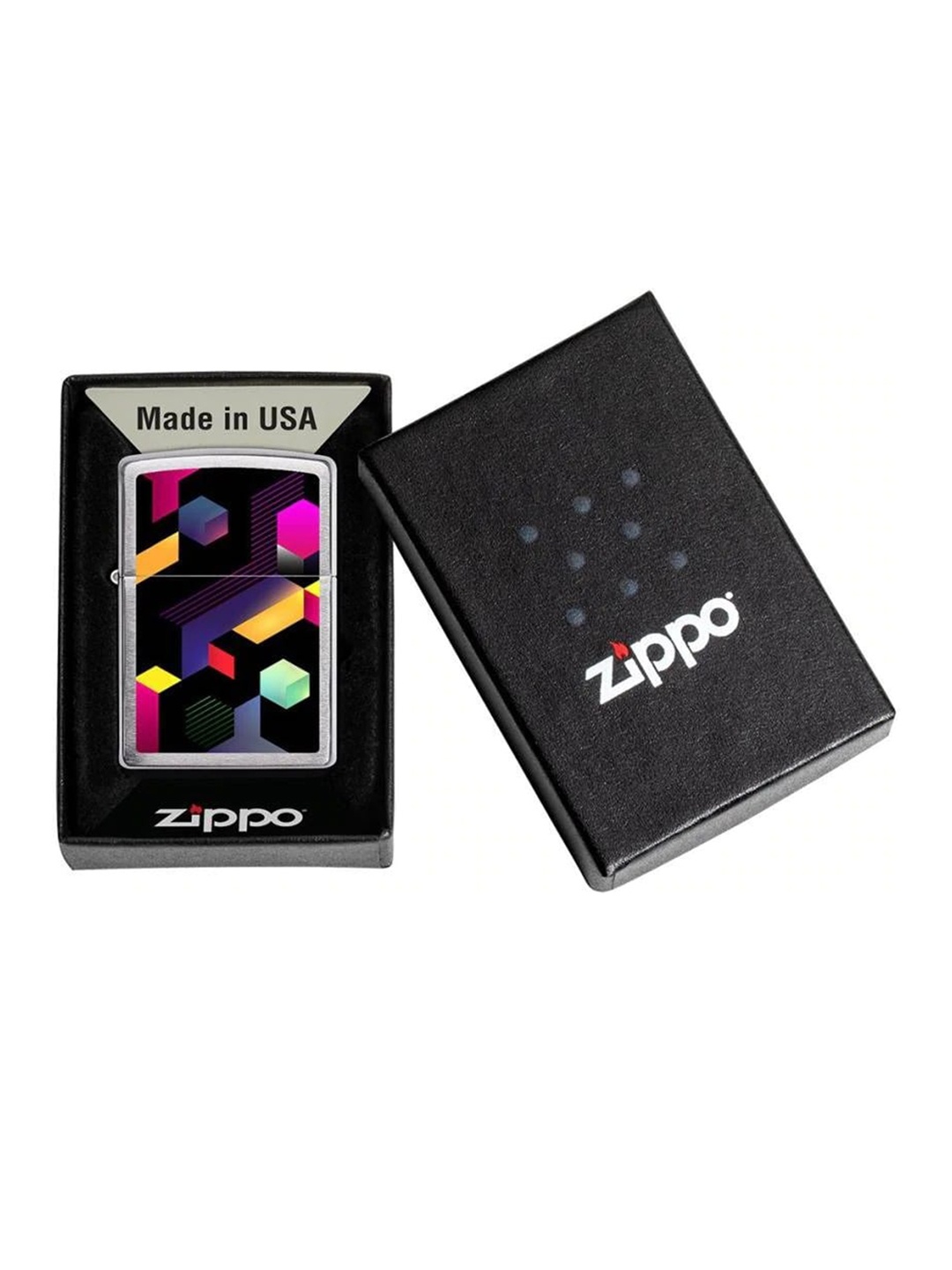 

Zippo Neon Block Design Brushed Chrome Pocket Lighter, Silver