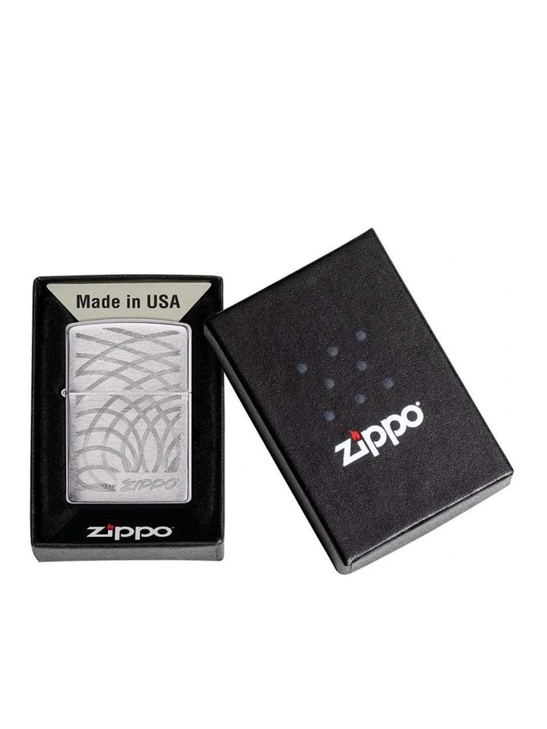 

Zippo Silver-Toned patterned Brushed Chrome Pocket Lighter