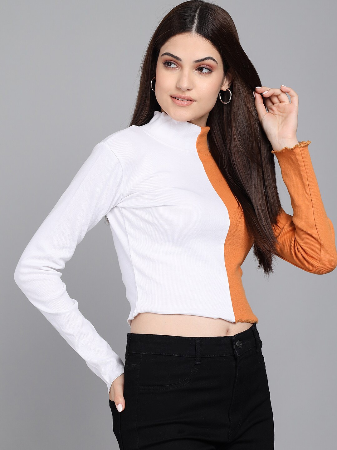

Darzi Women Multicoloured Colourblocked Crop Top, Multi