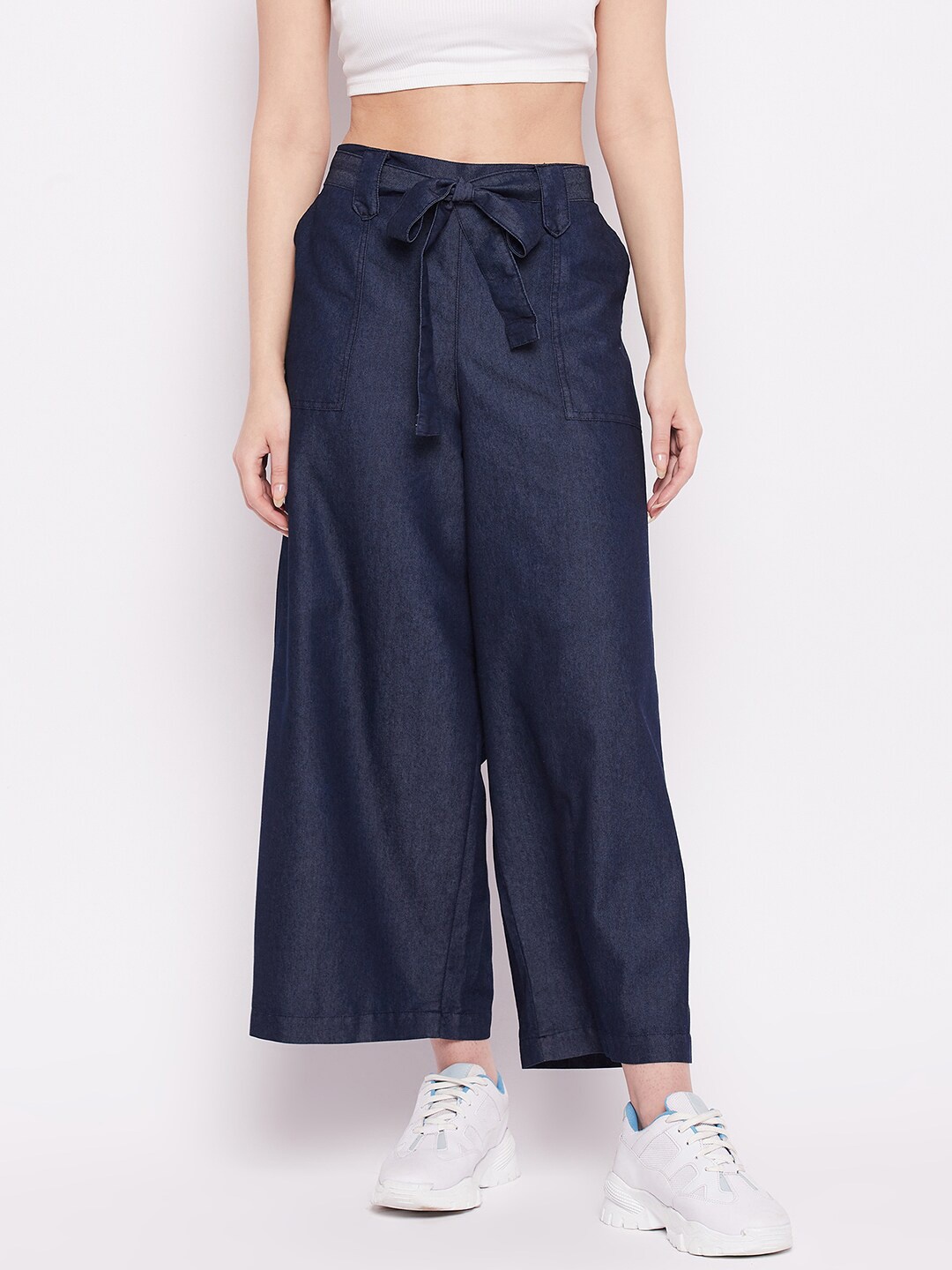 

TULIP 21 Women Blue Solid Denim Palazzo