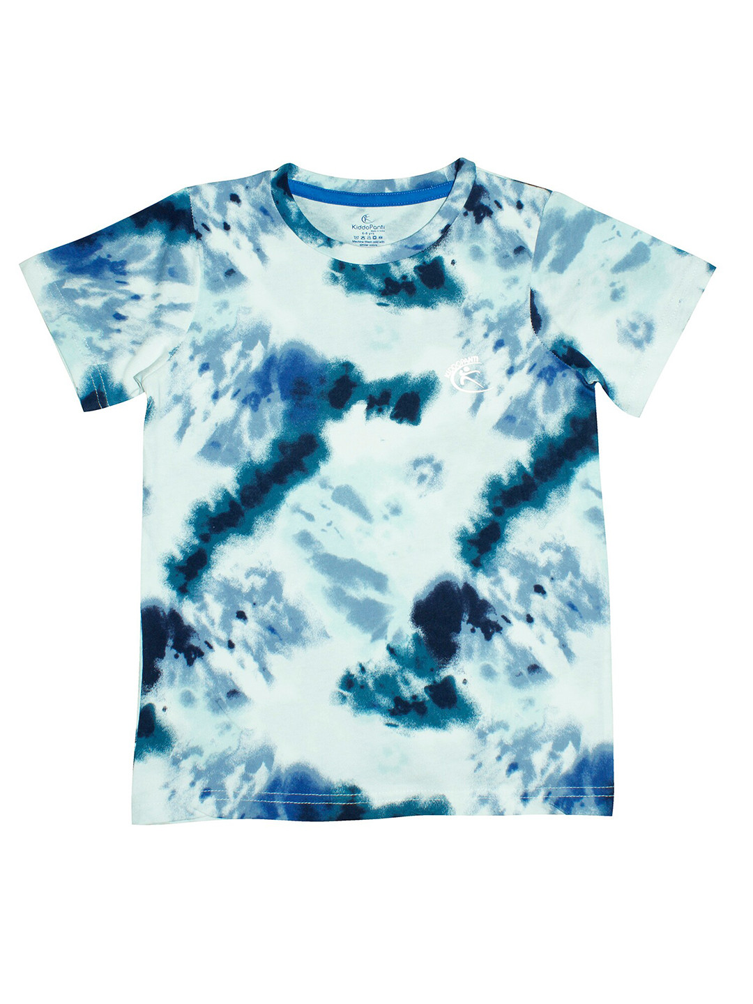

KiddoPanti Boys Navy Blue & White Tie and Dye Cotton T-shirt