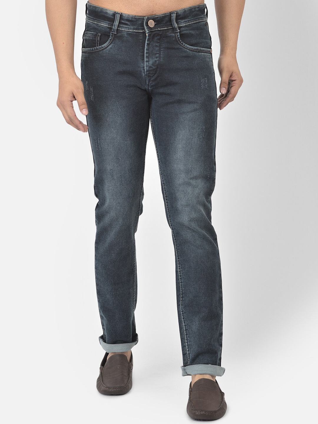 

COBB Men Blue Slim Fit Low Distress Light Fade Jeans