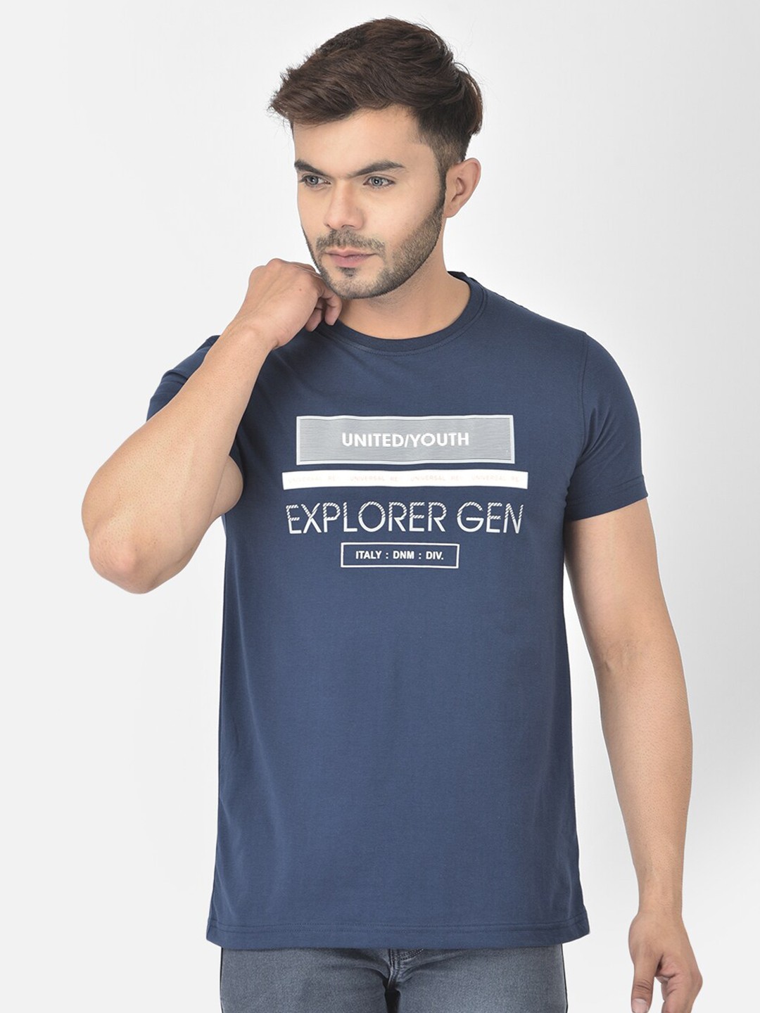 

COBB Men Blue Typography Printed T-shirt