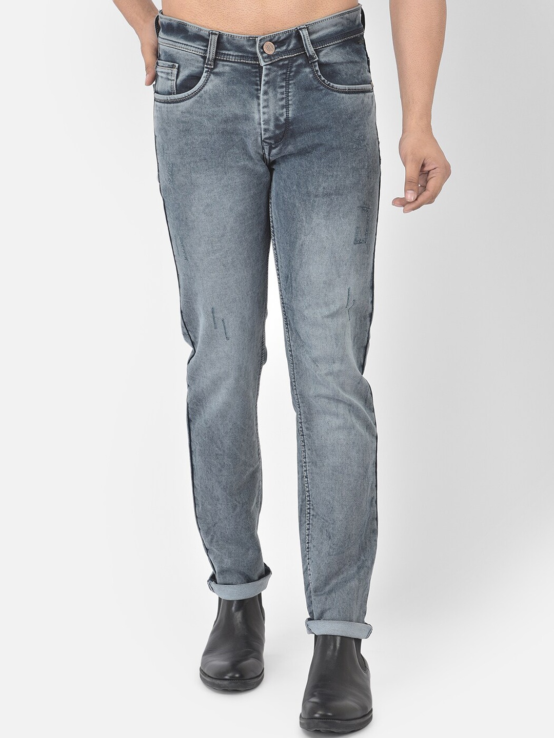 

COBB Men Blue Slim Fit Mildly Distressed Heavy Fade Jeans