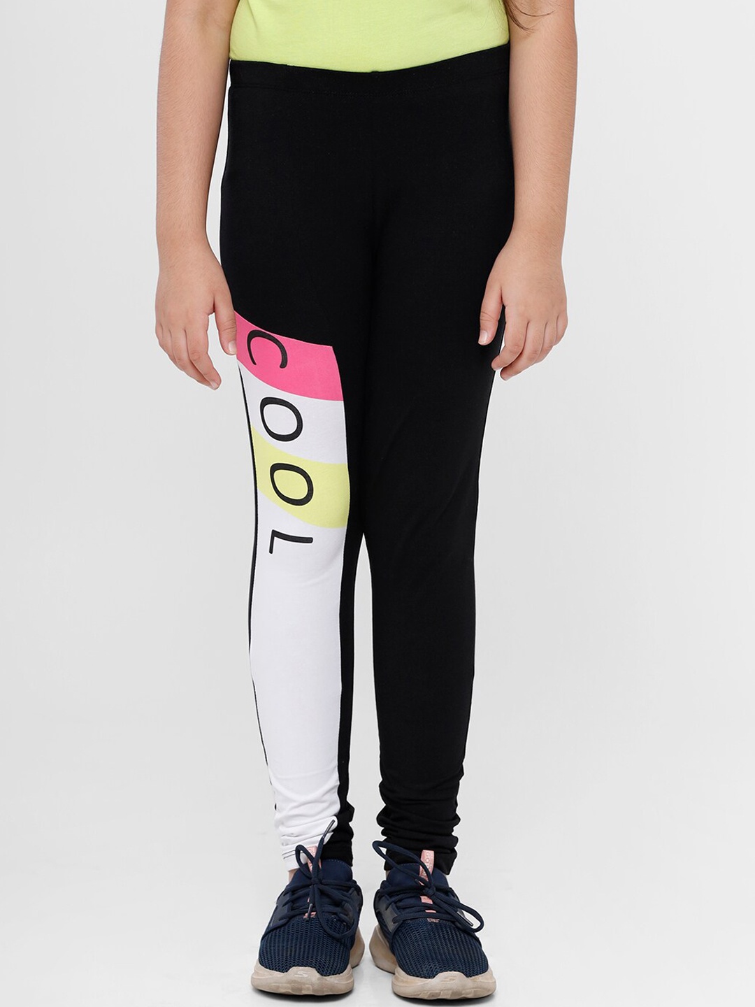

De Moza Girls Black & White Printed Ankle-Length Leggings