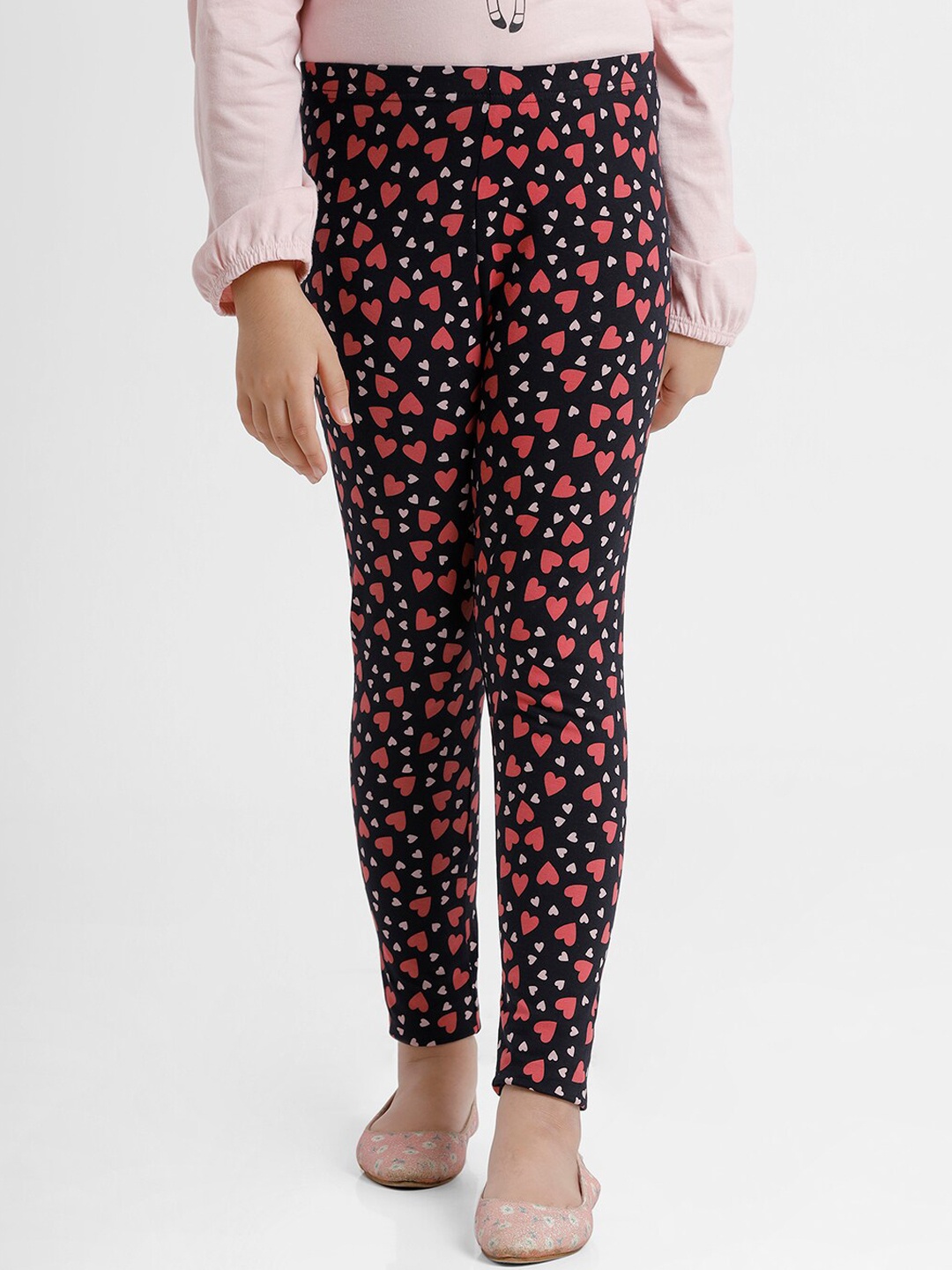 

De Moza Girls Black & Red Printed Skinny-Fit Ankle-Length Leggings