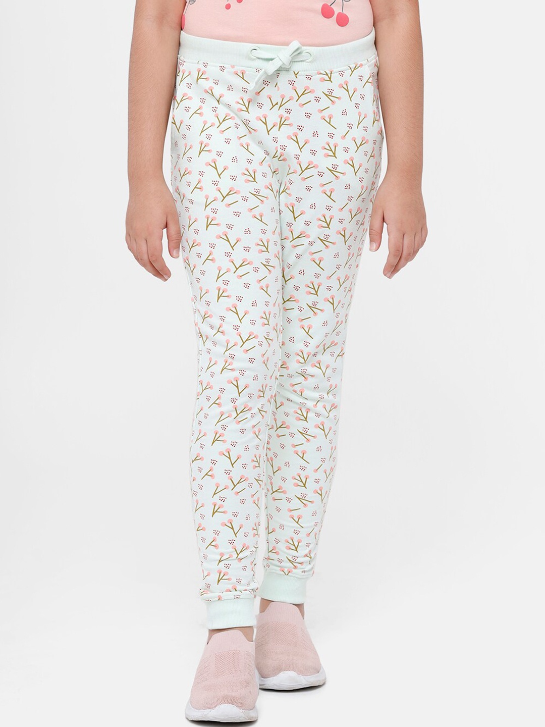 

De Moza Girls Blue & Pink Printed Relaxed Fit Pure Cotton Joggers