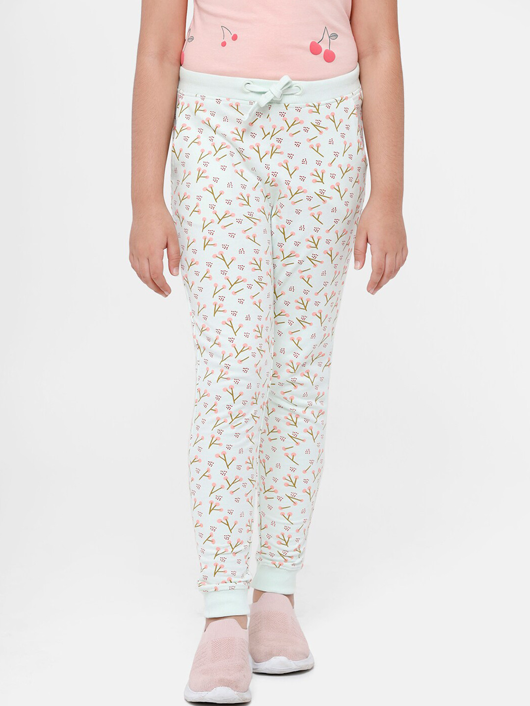 

De Moza Girls Blue Printed Relaxed-Fit Track Pants