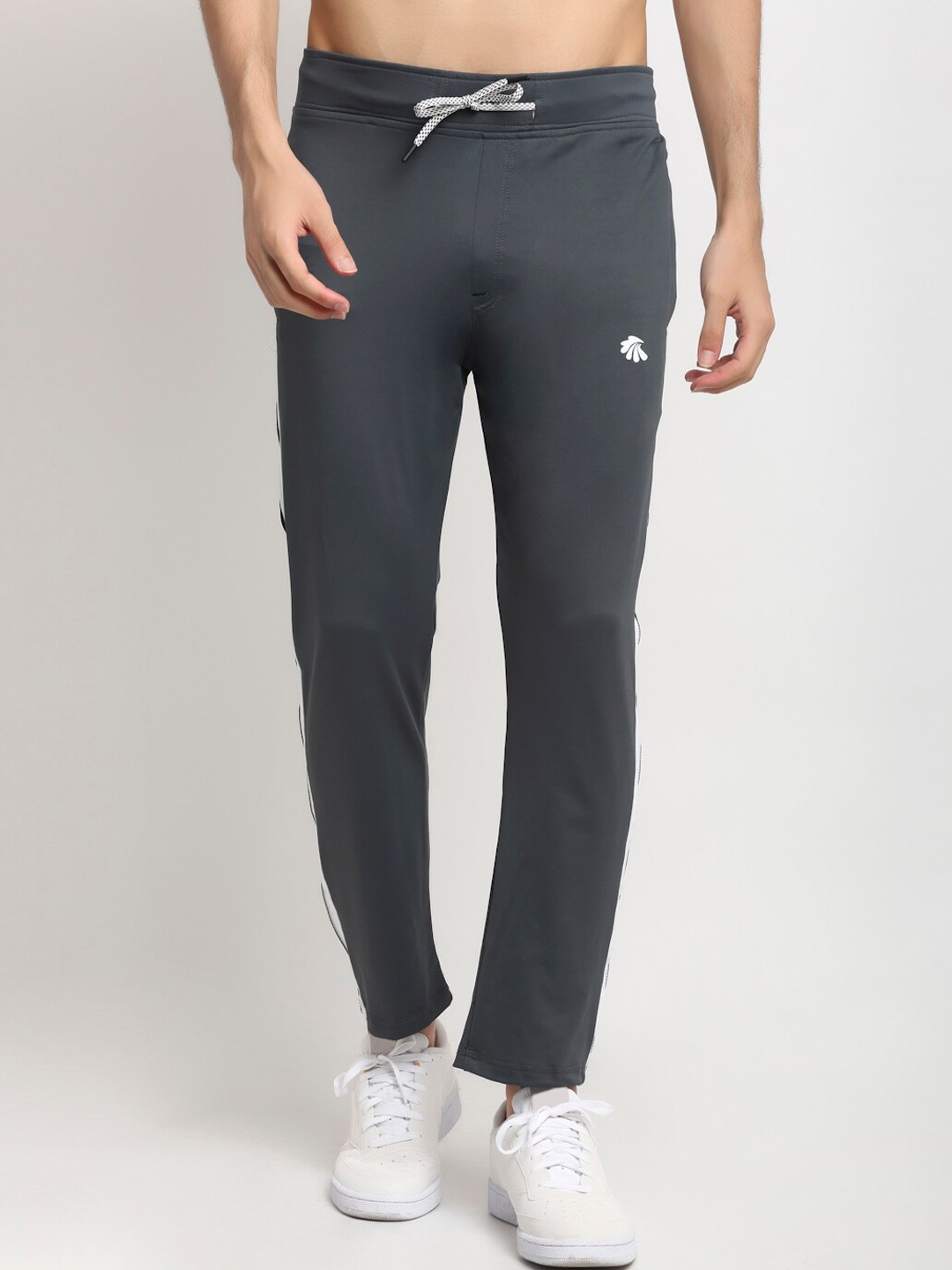 

Gallus Men Grey Striped Cotton Dry-Fit Track Pants