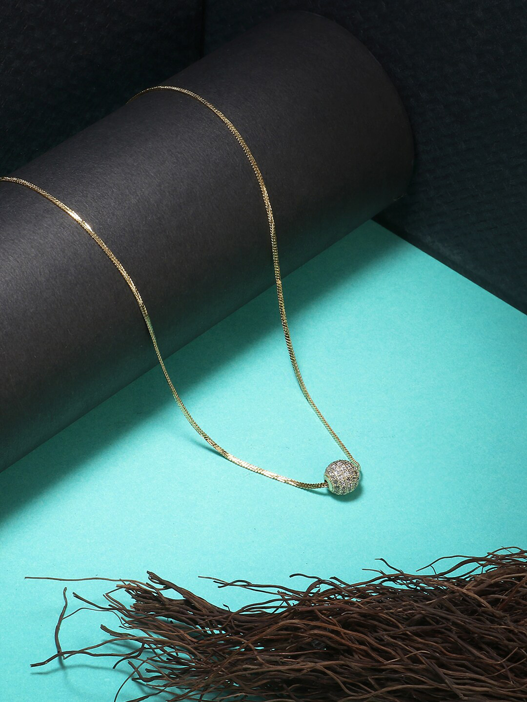 

Adwitiya Collection White & Gold-Plated Chain