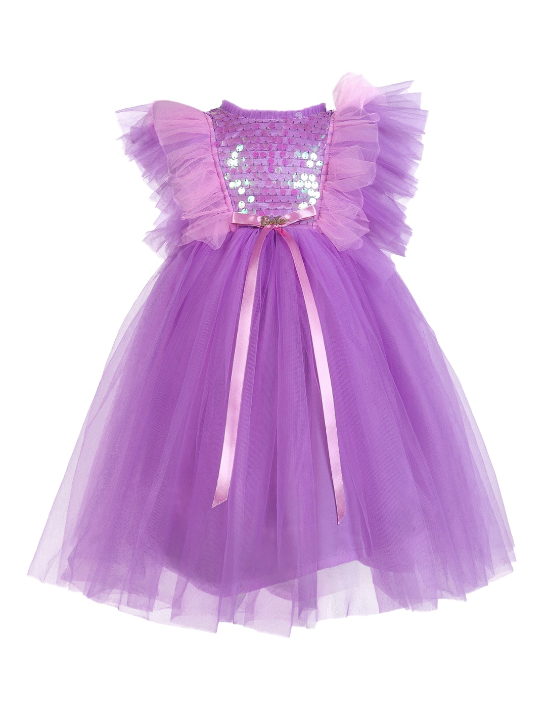 

Barbie by Many Frocks & Girls Purple Embellished Net Fit & Flare Dress